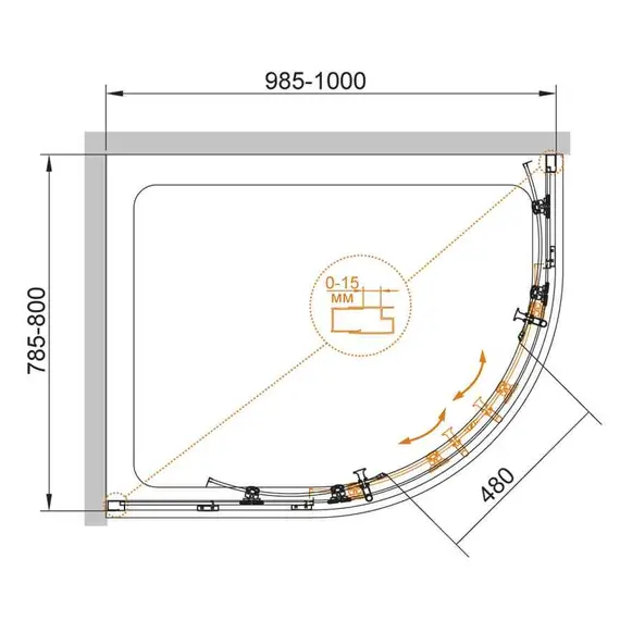 Душевой уголок CEZARES ECO-O-RH-2-C-Cr
