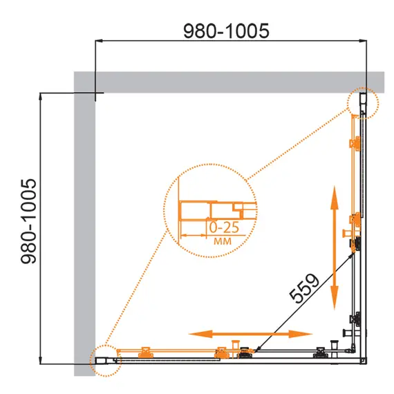 Душевой уголок CEZARES MOLVENO-A-2-C-Cr-IV