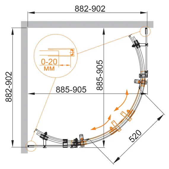 Душевой уголок CEZARES STYLUS-O-M-R-2-C-Cr
