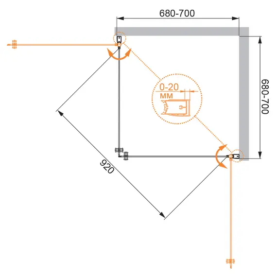 Душевой уголок CEZARES ELENA-W-A-2-C-Cr