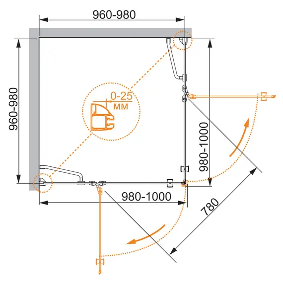 Душевой уголок CEZARES VERONA-W-A-2-P-Cr