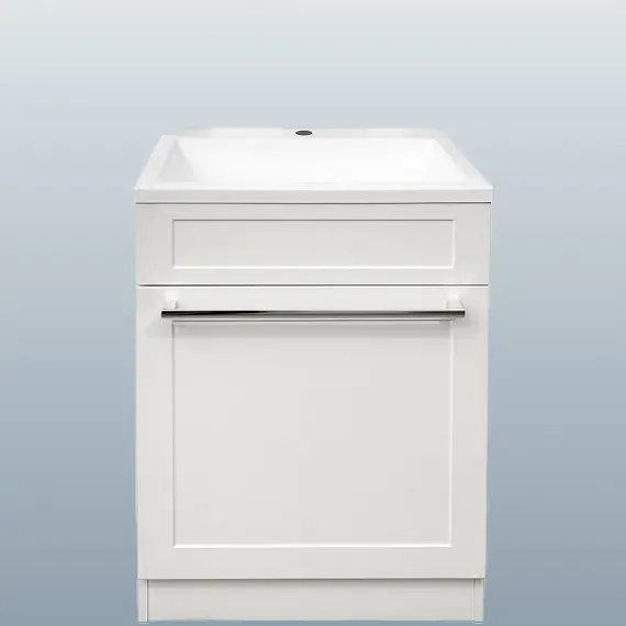 Тумба напольная ACWEN СОФИЯ 60  белая с раковиной Океан, ручки хром/черный