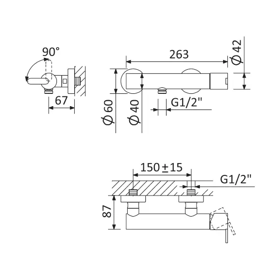 Смеситель для душа CEZARES LEAF-D-BIO