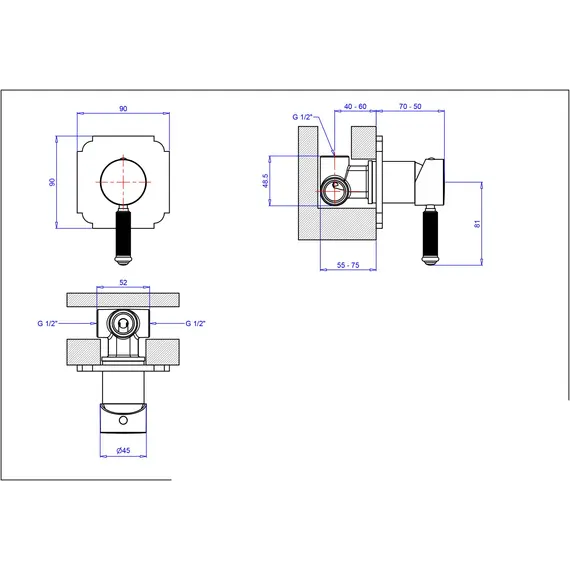 Смеситель для душа встраиваемый CEZARES OLIMP-DIM2-02-L