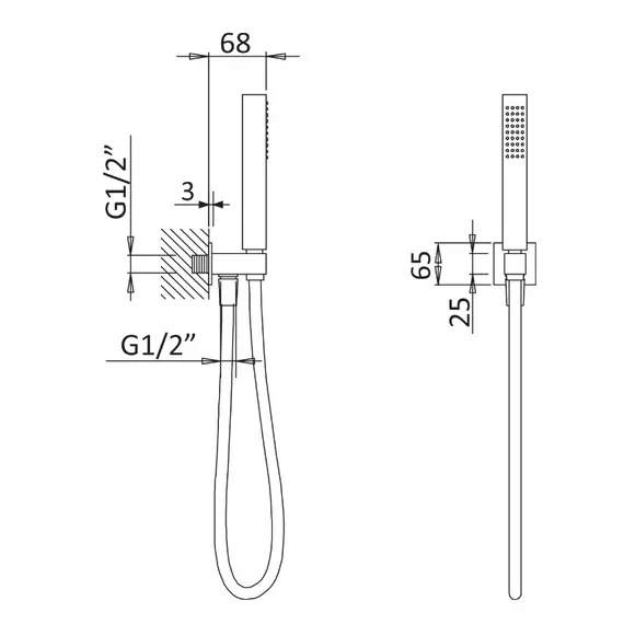 Ручной душ с гибким шлангом и штуцером держателем CEZARES PORTA-DEFM-SR