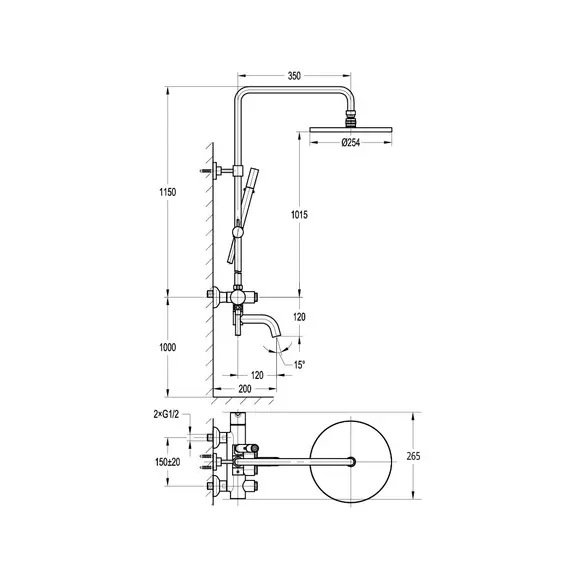 Душевая стойка CEZARES ECO-CVD-NOP