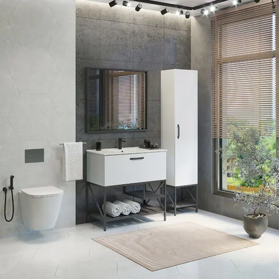 Шкаф-колонна Comforty Бредфорд-40 белый/графит