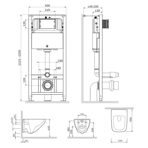 AM.PM  Inspire  V2.0 Подвесной комплект: унитаз, инсталляция , аксессуары