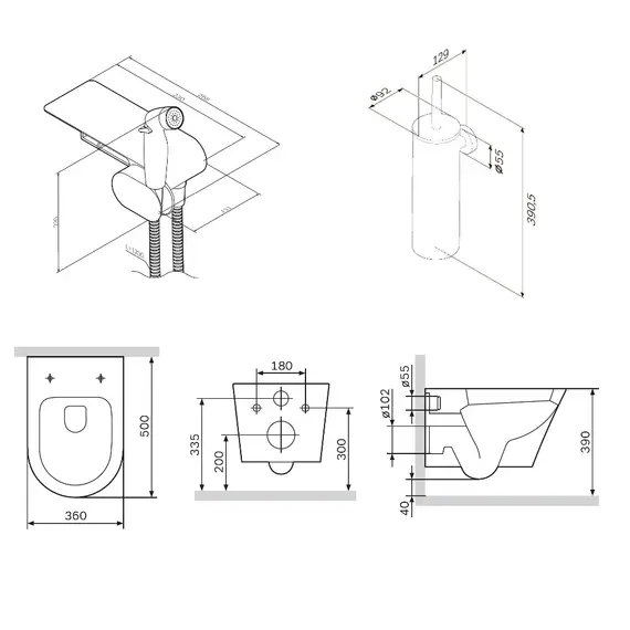 AM.PM Sense набор подвесной унитаз с гиг.душем