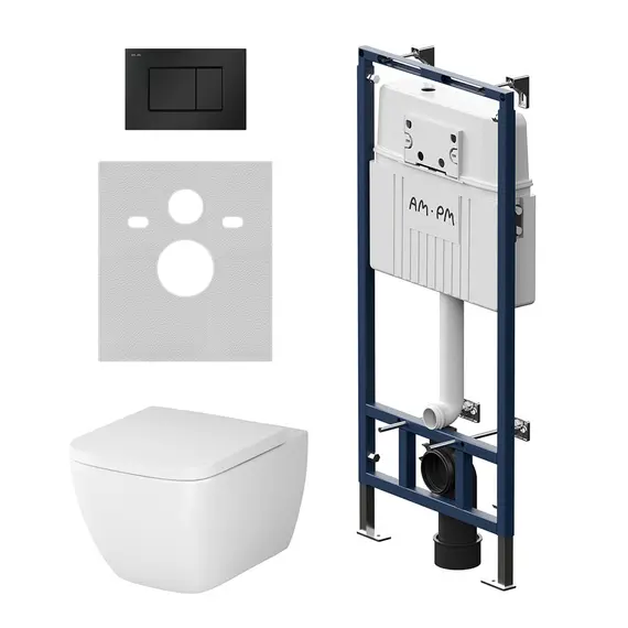 AM.PM  Инсталляция MasterFit с клав S черн мат с подвес унит  Gem FlashClean с сид