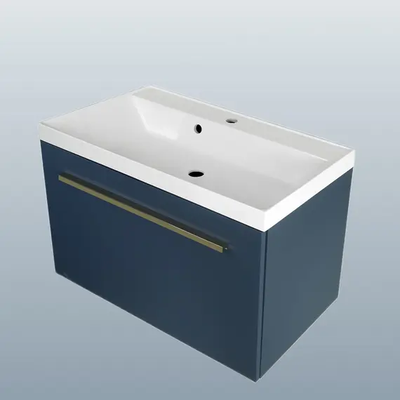 Тумба подвесная ACWEN МИРА 70/80/90 с раковиной Слим , темно-синий матовый
