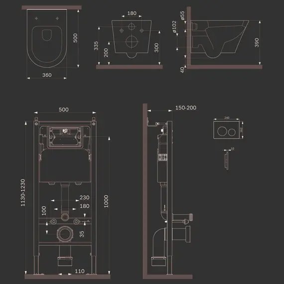 AM.PM Инсталляция с клав PrimeFit L глянц хром с подвес унит Sense FlashClean с сид м/лифт