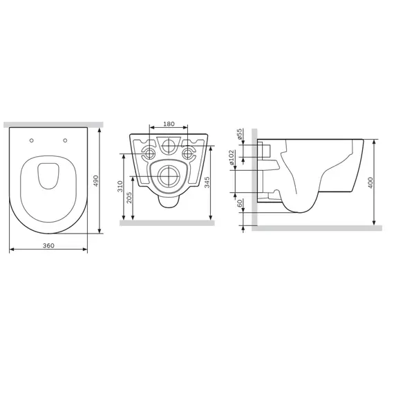 AM.PM Func подвесной унитаз 49 см FlashClean с сиденьем микролифт, бел мат