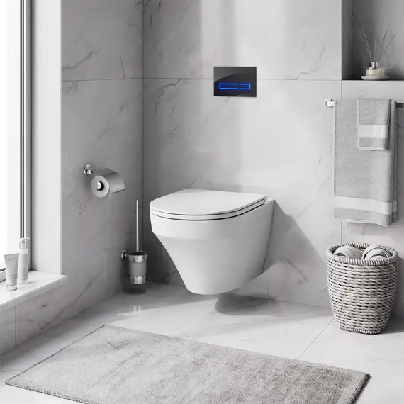 AM.PM Инсталляция с клав Touchless Pro стекло, чёрн с подв унит Inspire FlashClean с сид м/л