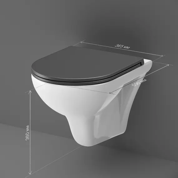 AM.PM  Gem подвесной унитаз FlashClean с черным матовым сиденьем микролифт