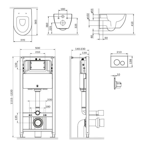 AM.PM Комплект инсталляция с клав Pro L глянц хром с подв унит Awe FlashClean с сид м/лифт