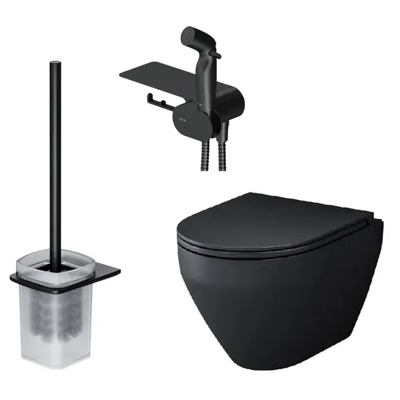 AM.PM Spirit V2.0 набор подвесной унитаз с гиг.душем, черный