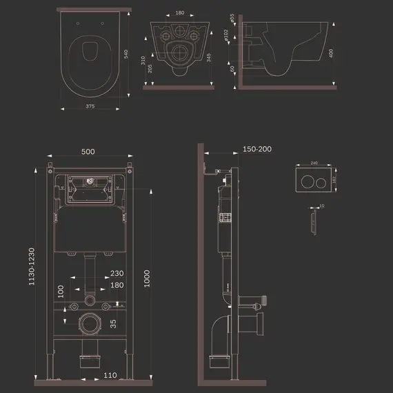 AM.PM Инсталляция с клав PrimeFit L, бел глянц, с подвес унит Func 54 FlashClean с сид м/лифт