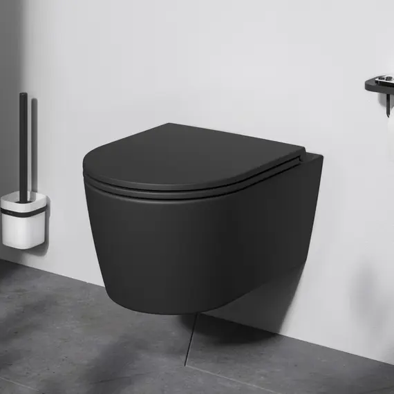 AM.PM Func подвесной унитаз 49 см FlashClean с сиденьем микролифт, черн мат