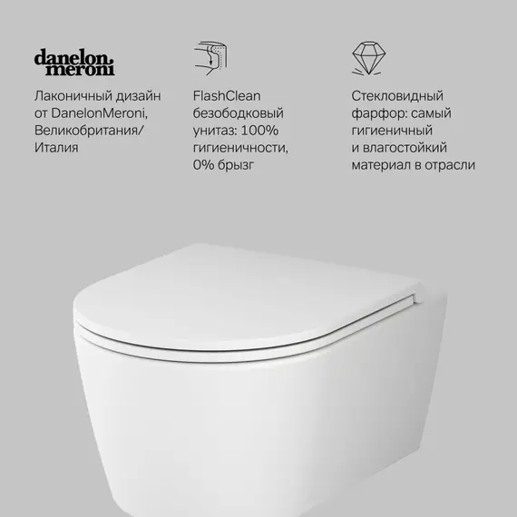 AM.PM Func подвесной унитаз 49 см FlashClean с сиденьем микролифт, бел мат