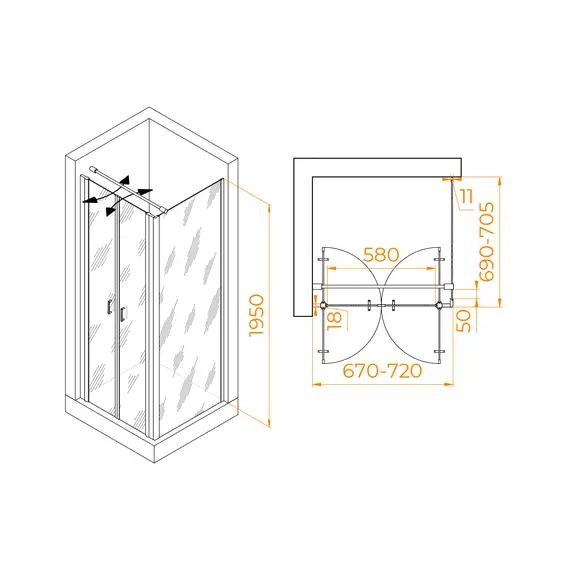 Душевой уголок RGW PA-134B (PA-104B+Z-050-2B+O-104B)