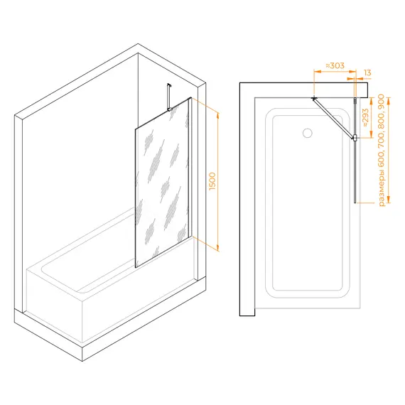 Шторка на ванну RGW SC-151