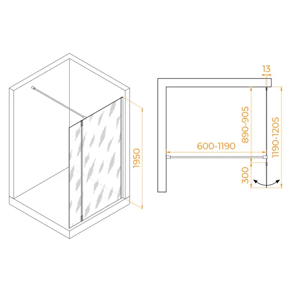 Душевая перегородка RGW WA-051Gb (WA-010Gb + Z-071Gb)