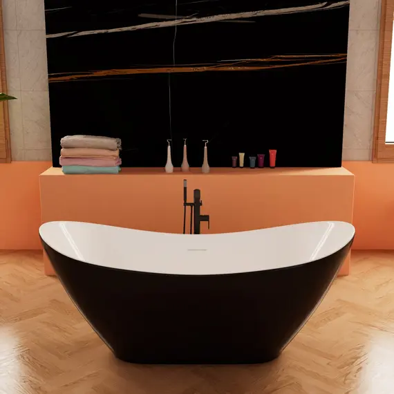 Ванна акриловая  Frank F6107 White/Black 170х75