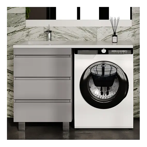 Тумба напольная с раковиной "Даллас ЛЕОН 120", Люкс серая, PLUS