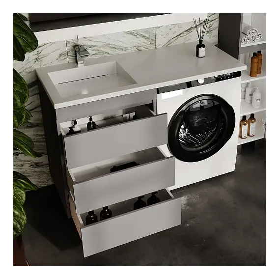 Тумба напольная с раковиной "Даллас ЛЕОН 120", Люкс серая, PLUS