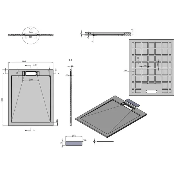 Поддон из искусственного камня, белый ESPLX90W, ESPLX100W, ESPLX108W, ESPLX119W, ESPLX128W, ESPLX129W