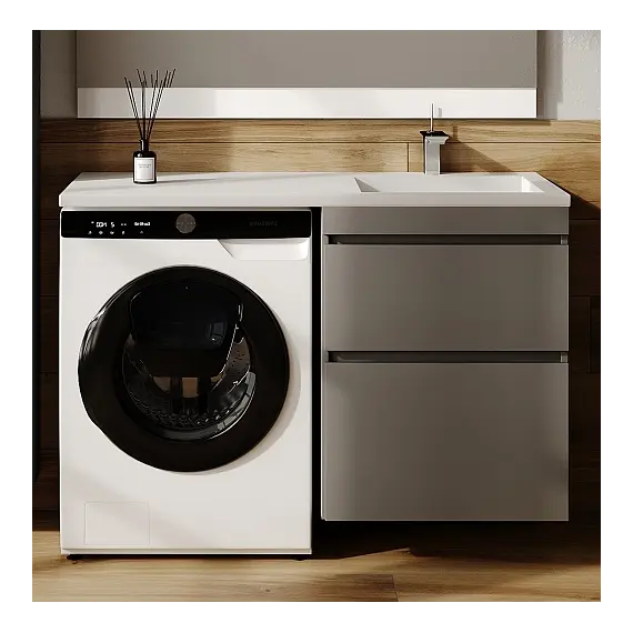 Тумба подвесная с раковиной "Даллас ЛЕОН 120", Люкс серая, PLUS