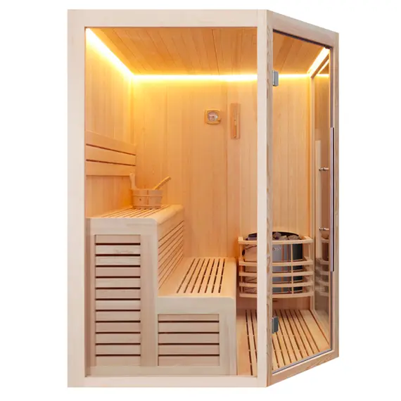 Финская сауна Frank 820 серия угловая, 2 полки, липа/кедр