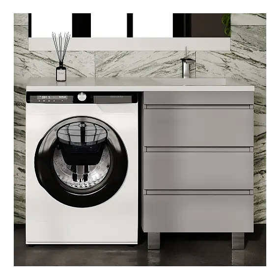 Тумба напольная с раковиной "Даллас ЛЕОН 120", Люкс серая, PLUS