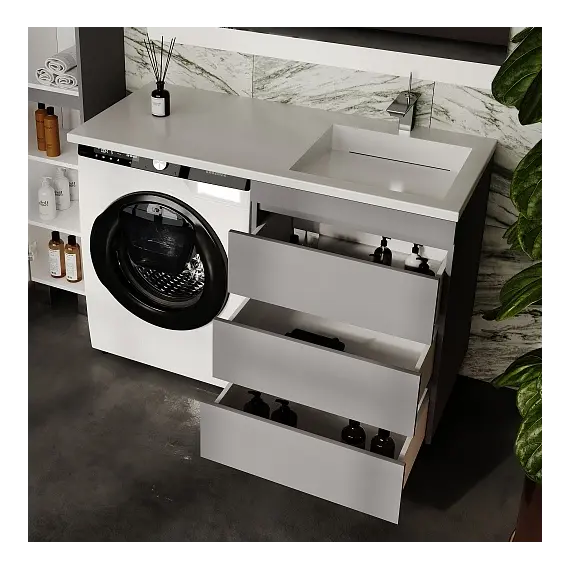 Тумба напольная с раковиной "Даллас ЛЕОН 120", Люкс серая, PLUS