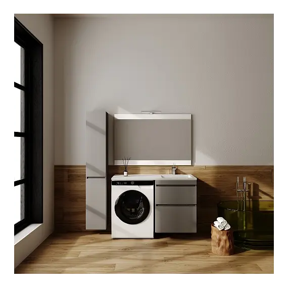 Тумба подвесная с раковиной "Даллас ЛЕОН 120", Люкс серая, PLUS