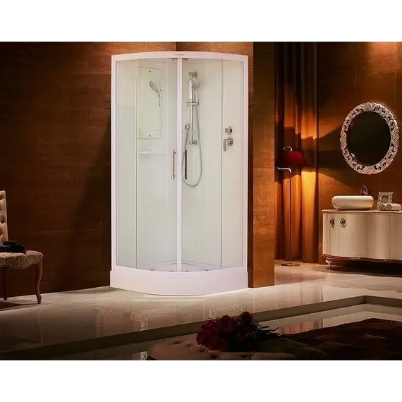 Душевая кабина Esbano ESW-90CR/100CR четверть круга с прозрач.стекло, белый профиль