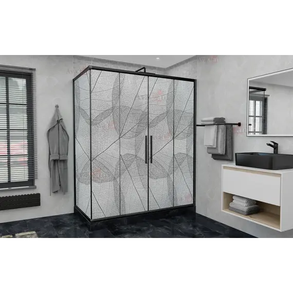 Душевой уголок AvaCan FB2 матовое с рисунком/черный