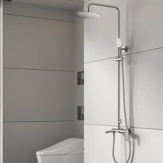 Душевая система MELANA-610605 Paola Hi-tech нерж.сталь, с тропическим душем, лейкой