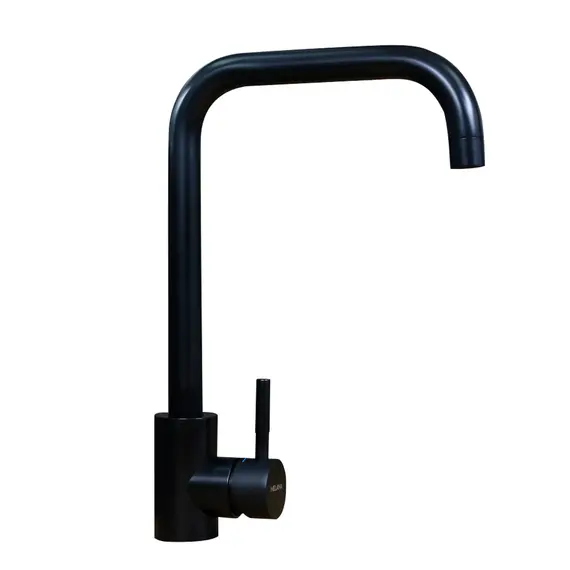 Смеситель д/кухни MELANA-610104B Tondo нерж.сталь, однорычажный, черный, литой излив