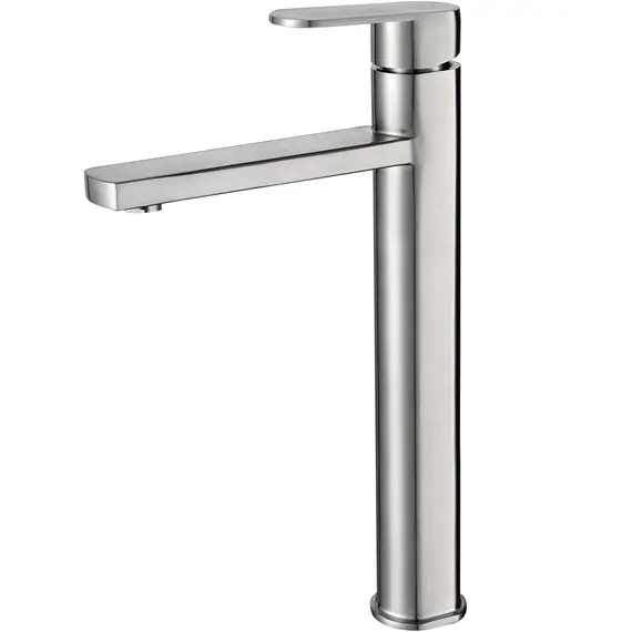 Смеситель д/ум MELANA-610302 Stello нерж.сталь, однорычажный, сатин, литой излив