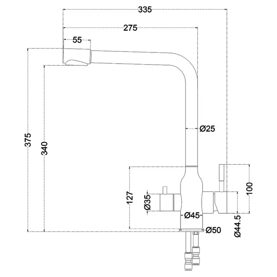 Смеситель д/кухни MELANA -610304PVD-G Stello,золото,нерж.сталь,с переключателем на фильтр,однорыч.