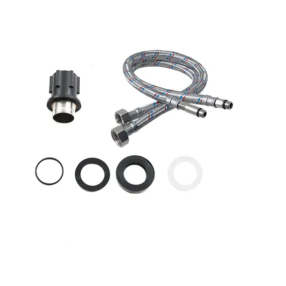 Смеситель д/кухни MELANA ELASTICO-610401B нерж.сталь, однорычажный, гибкий излив, сатин+черный