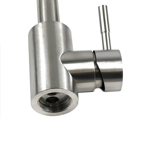 Смеситель д/кухни MELANA-610103 Tondo нерж.сталь, однорычажный, сатин, литой излив