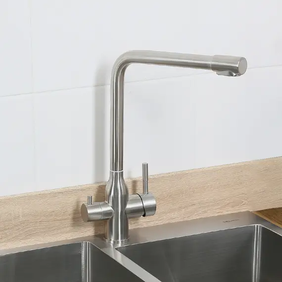 Смеситель д/кухни MELANA-610304 Stello нерж.сталь, с переключателем на фильтр, однорычажный, сатин