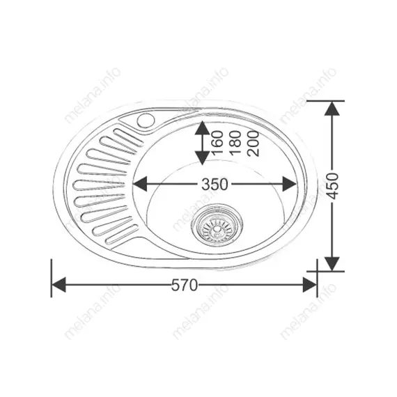 Мойка 5745 U MELANA 0,6/0,8/160 врезная  с сифоном