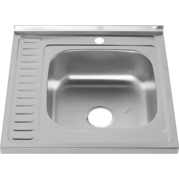 Мойка 6060 L/R MELANA 0,8/180 декор/полированная  накладная  с сифоном