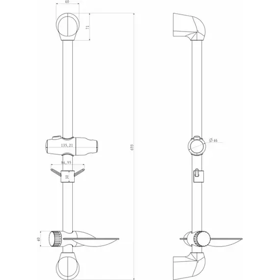 Штанга  для душа Lemark LM8065C 693 мм с мыльницей круглой хром