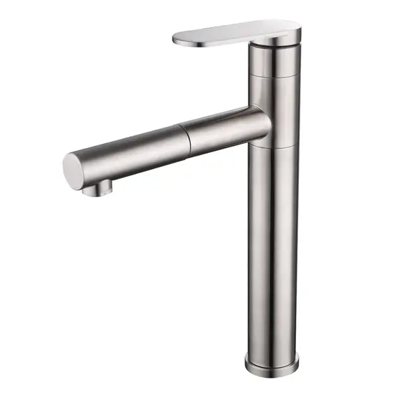 Смеситель д/кухни MELANA-610303 Stello нерж.сталь, однорычажный, сатин, вытяжной излив