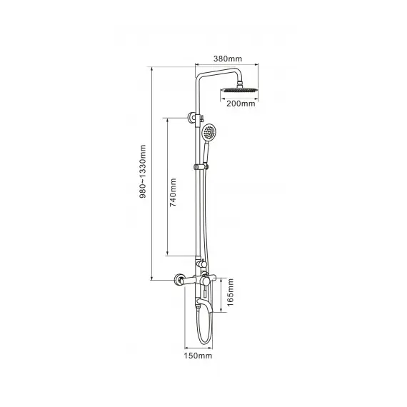 Душевая система MELANA-F1003P нерж.сталь, с тропическим душем, лейкой и смесителем, полированная